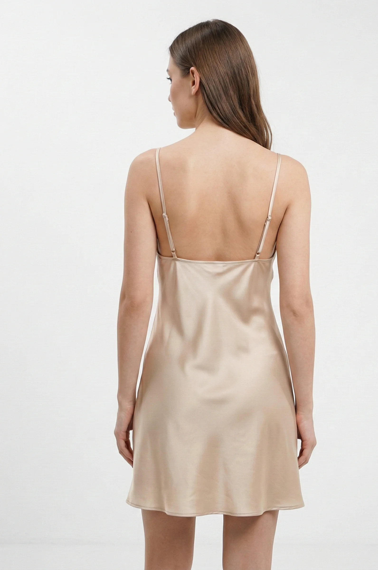 Transparan Gül Desenli Saten Drapeli Mini Gecelik